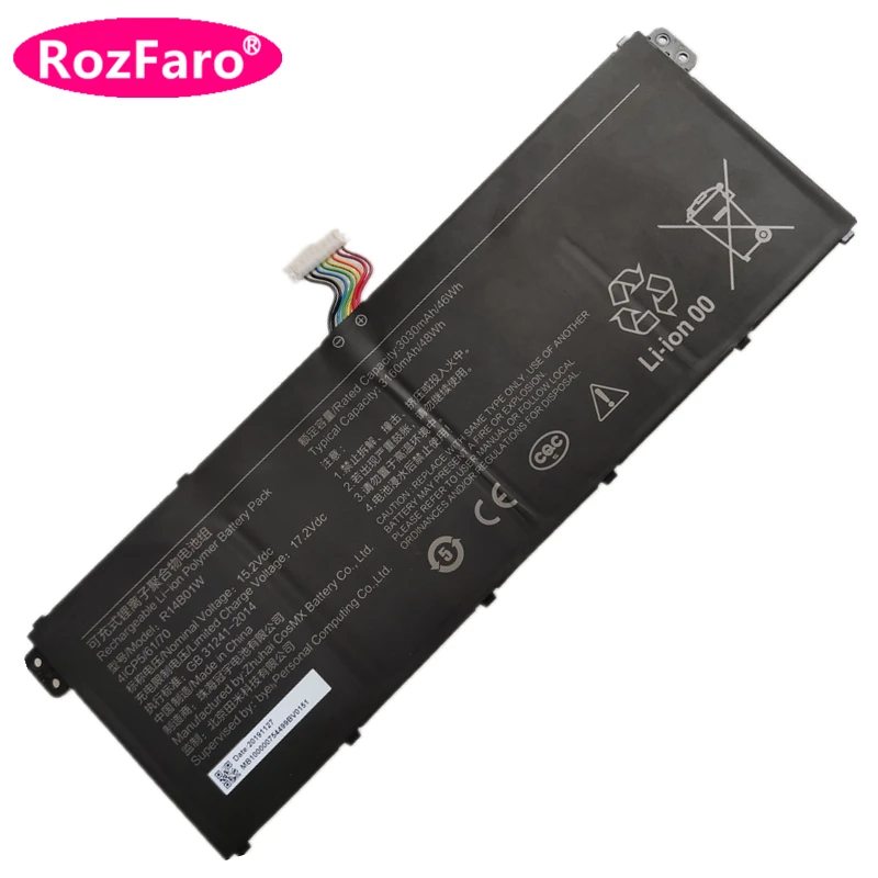 

RozFaro For Xiaomi RedmiBook 14 16 16.1Inch R14B01W R14BD1W Laptop Battery 15.2V XMA2002 XMA1901 DG AA AG BA YN BB DA XMA2012-DJ