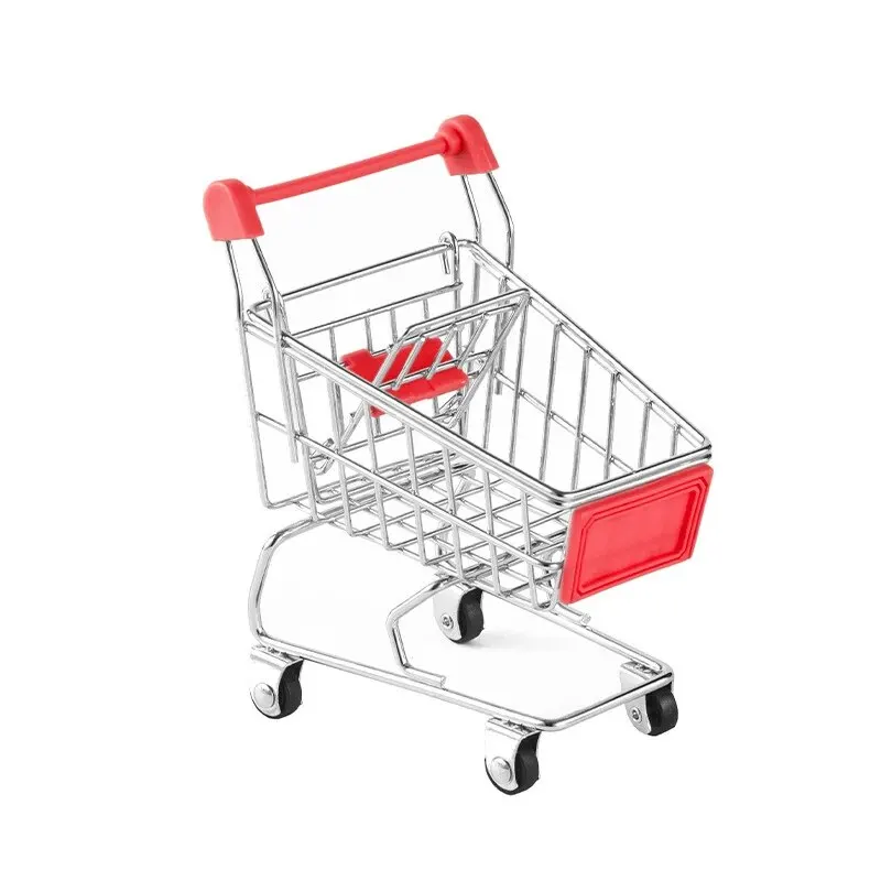 Children's Mini Simulation Shopping Cart Model Hand Cart Metal Model Storage Car Desktop Multifunction Storage Ornament baby toys