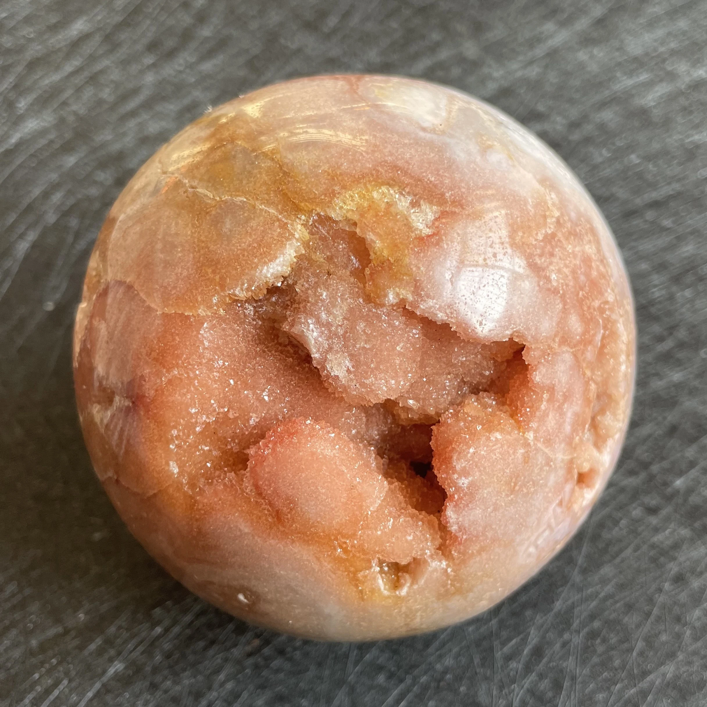 

850g Natural Amethyst Cluster Pink Sakura Agate Sphere Open Tooth Ball Decoration Polished Quartz Sphere Reiki Healing