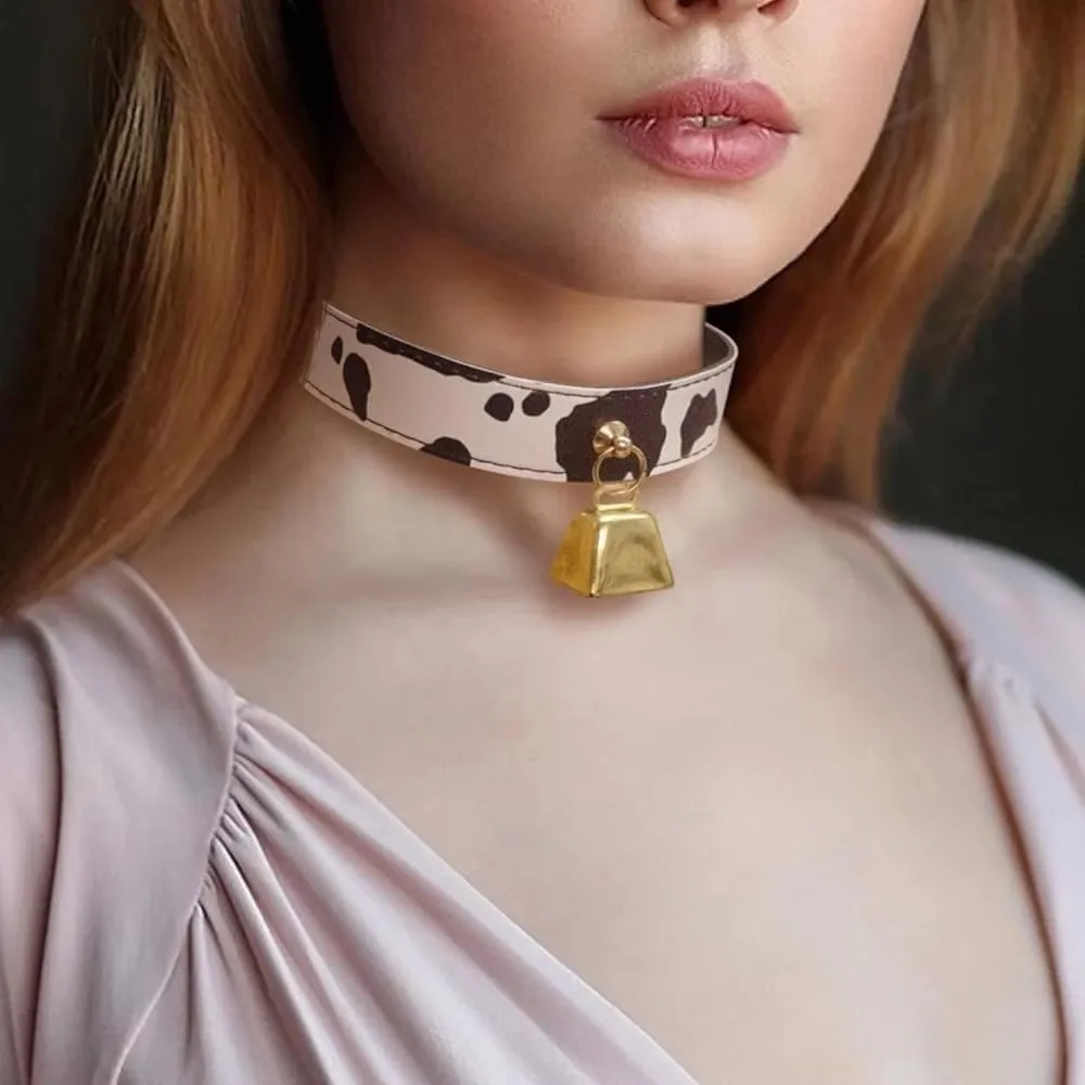 Sexy Leather Choker Necklace Cow Print Adjustable Bow Necklaces Women Necklace