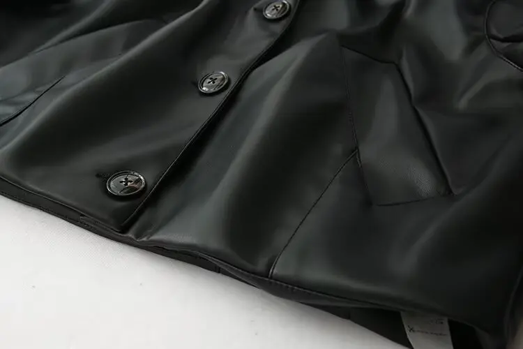 Leather Jacket Women's Pu Coat With Button Long Sleeve Outwear Solid Long Sleeve Top Elegant Streetwear inszartrafrJaqueta Couro