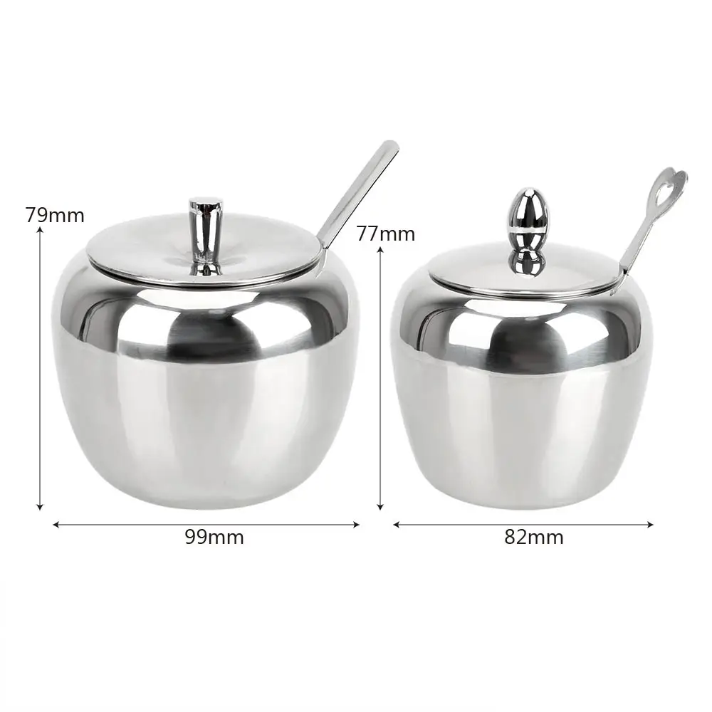 Acrylic Spice Jar Condiment Pot Seasoning Jar Stainless Steel With Lid and Spoon