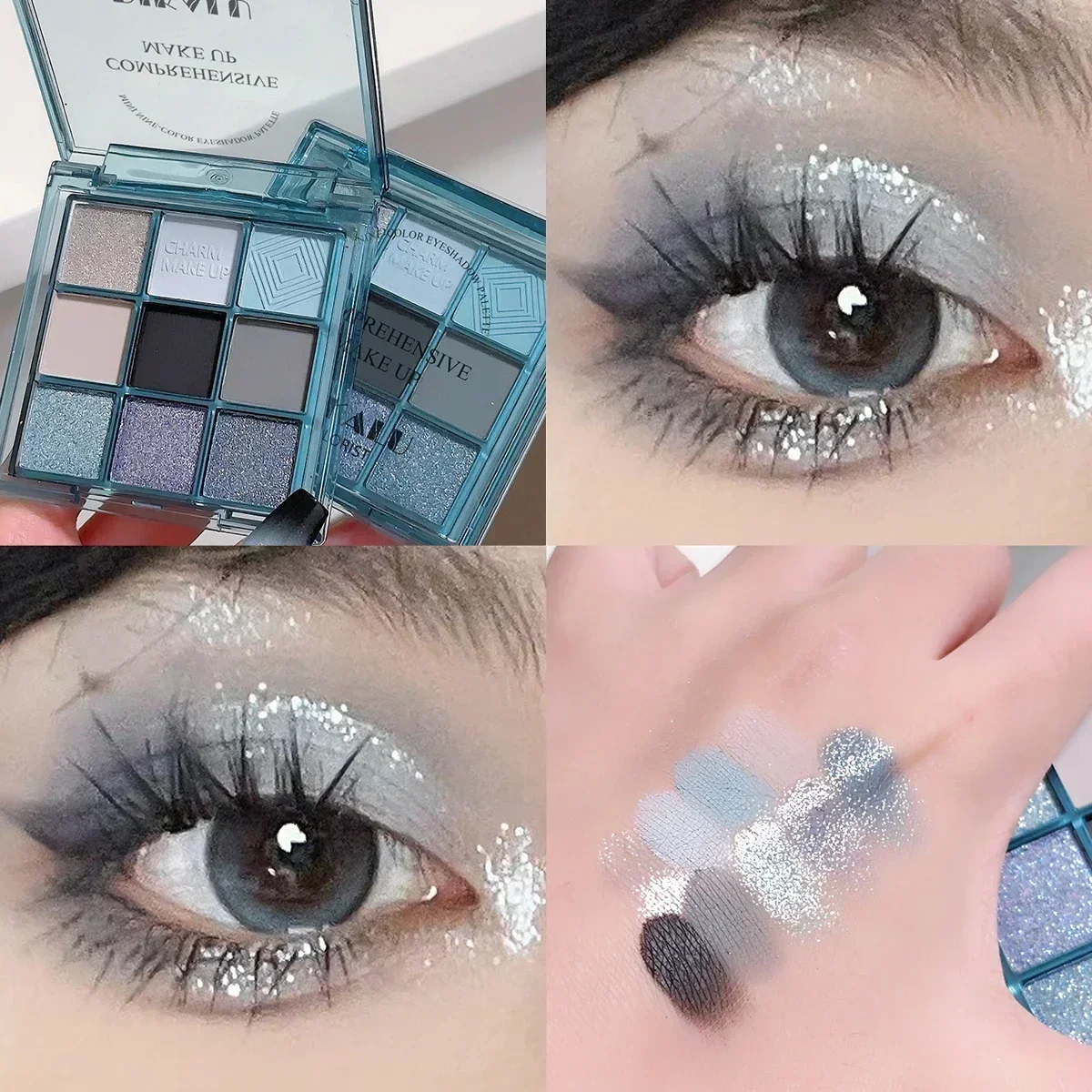 9 Color Punk Smoky Brown Black Eyeshadow Makeup Pallete Matte Chocolate Brown Eye Shadow Palette Shimmer Shiny Eyeshadow Palette
