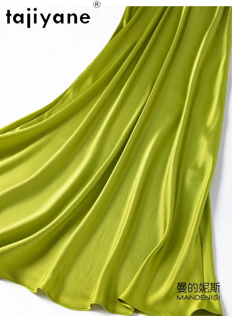 TAJIYANE 100% Mulberry Silk 21 Mommes Long Dresses Woman Summer 2025 New Satin Slip Dress Many Colors Ladies Clothes платье