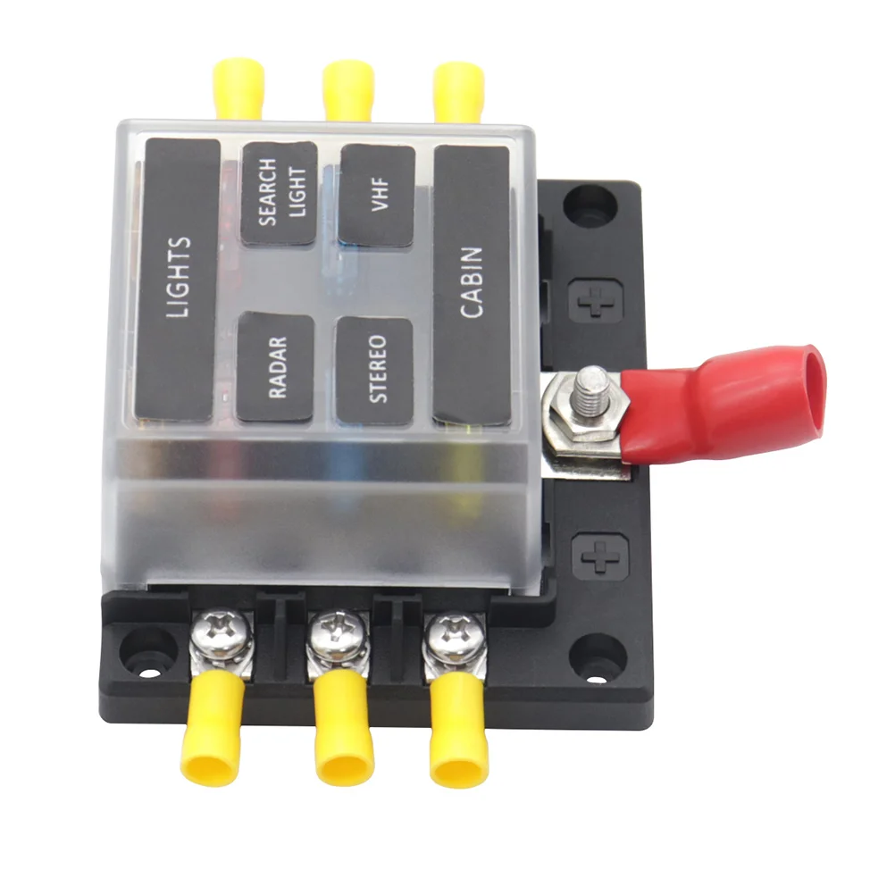 

1 Set Boat Fuse Block 6-way Fuse Box Fuse Box Holder for Car Marine Automotive