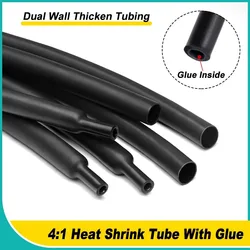 Enhanced Heat Shrink Tubing with Adhesive - Dual Wall Thickened Cable Protector Sleeve - 30mm (Black)