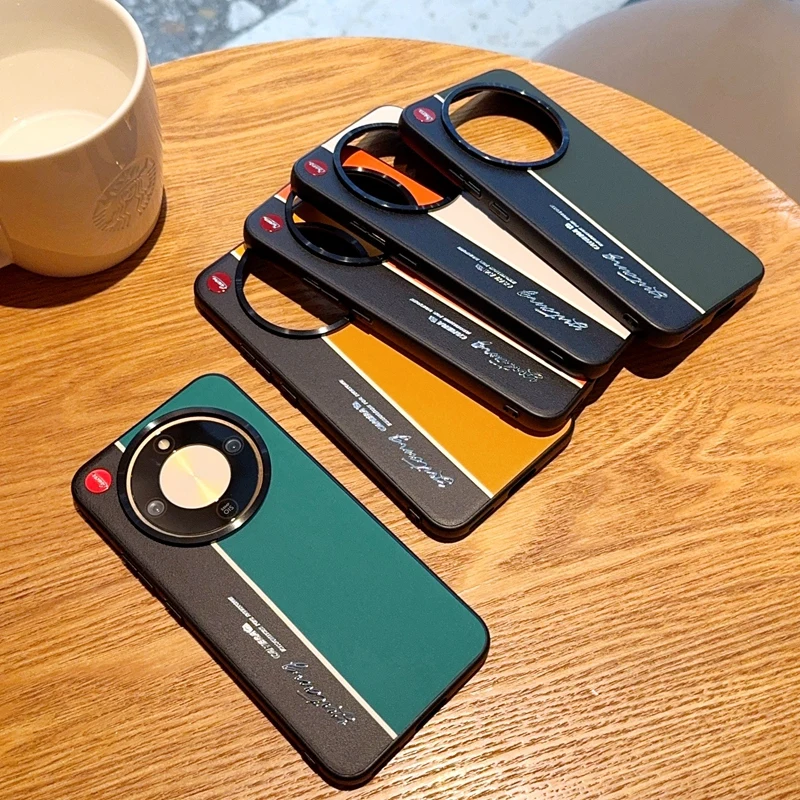 Electroplated Leather Fluorescent Color-Block Anti-Drop Phone Case