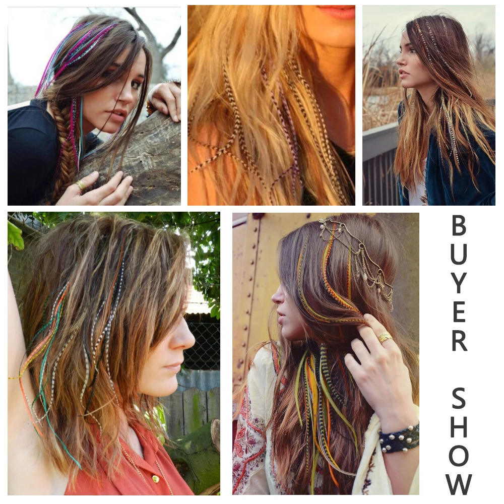 MISSQUEEN Synthetic colorful strands Feathers for hair extension of fake feathers in hair accessories for women hair extensions