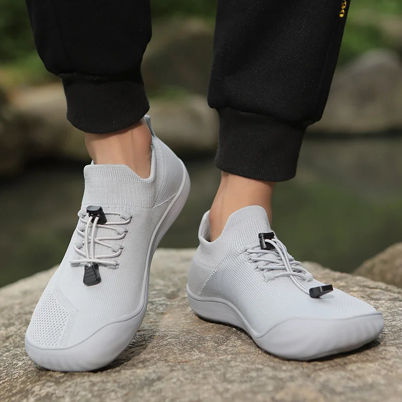 Barfussschuhe fir Erwuessener, Cross-Trainer, Zehbox, Männer, breet, minimalistesch, Null-Drop-Sohle, Casual Stricken, Wanderschuhe 2024_voghion.com