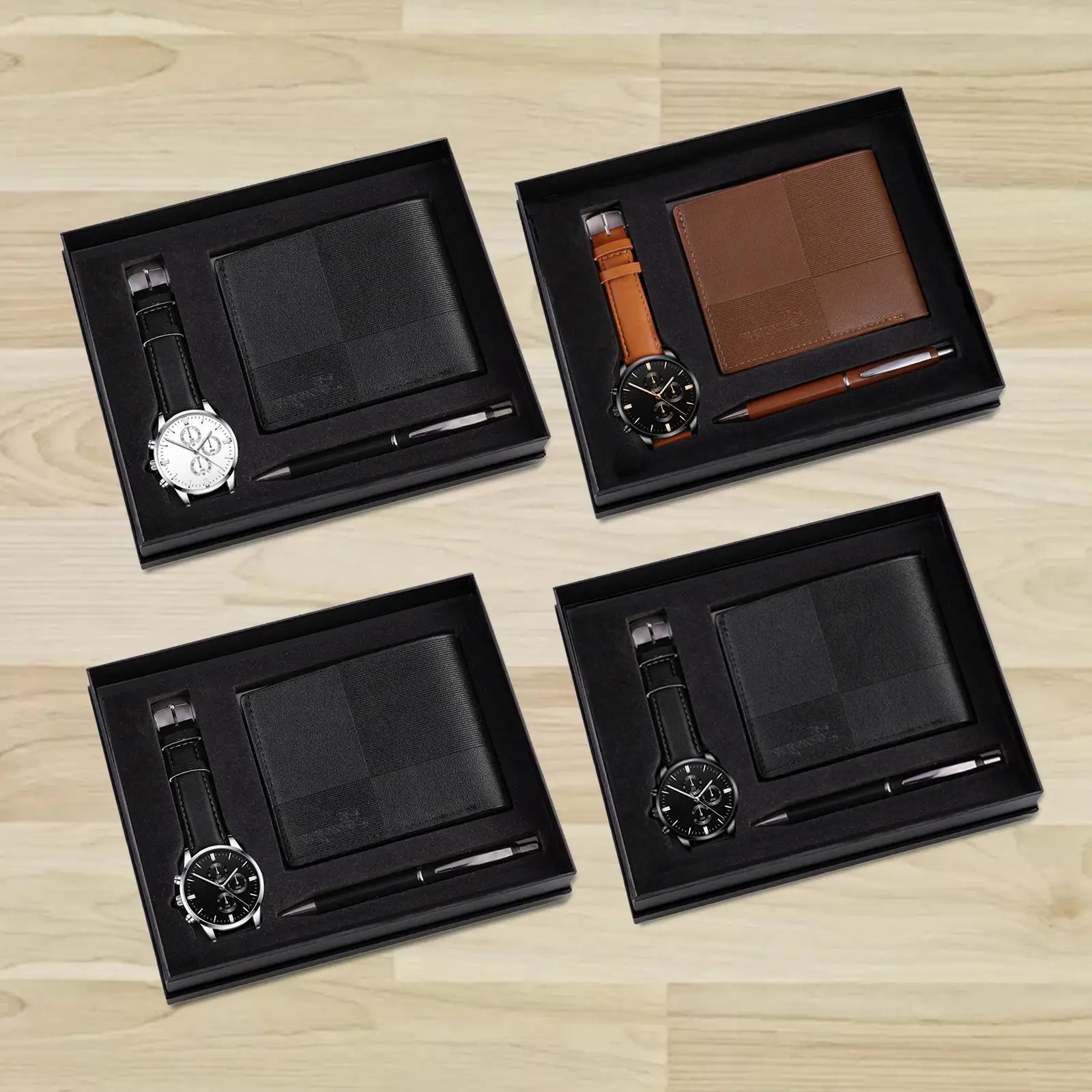 Men's Gift Set Combination Set Beautifully Decoration Watch Wallet Pen Set for Male Holiday Anniversary Fathers Day Couple 3