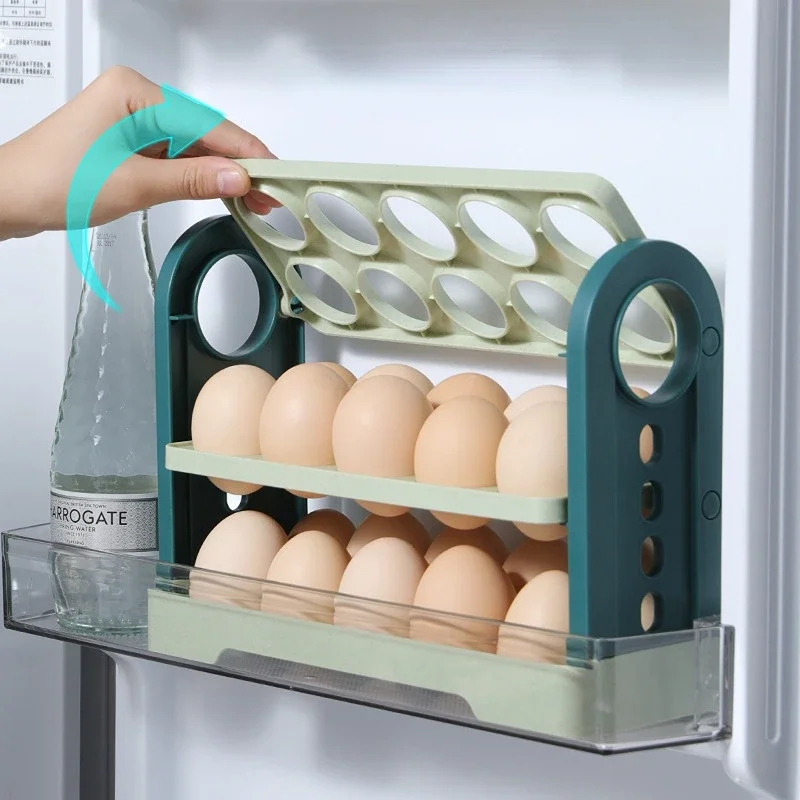 

30 Grid Egg Storage Box Rotating Fridge Egg Holder Case Refrigerator Space-saving Egg Organizer Container Kitchen 0.318 Desk