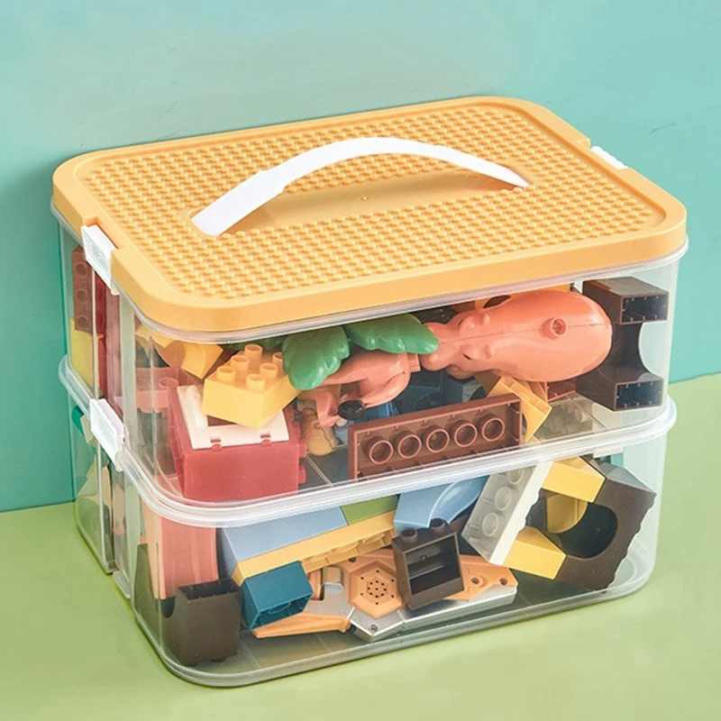 

BMBY-Building Blocks Toys Storage Box For Lids Brick Shaped Plastic Kids Bin Containers Sundries Stackable Organizer