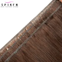 SPIKFN Human Hair Genius Weft Extensions Invisible Straight Lightweight Human Hair Bundles Natural Thin Hair Weaves 40-50g