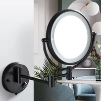 Bathroom Makeup Mirrors Wall Extending Folding Double Side LED Light Magnification Bath Mirror  Hotel Folding Bathroom Mirror 1