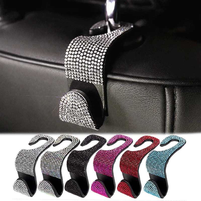 

Car Seat Back Hook Bling Diamond Rhinestone Hanger Auto Back Universal Headrest Mount Storage Holder Car Interior Accessories