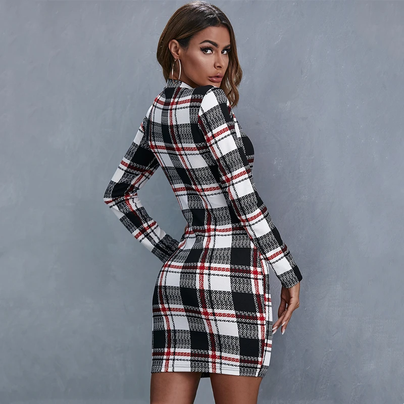 Black White Plaid Dress Womens | Red Plaid Dresses Sleeves - Autumn Winter  2023 Sexy - Aliexpress