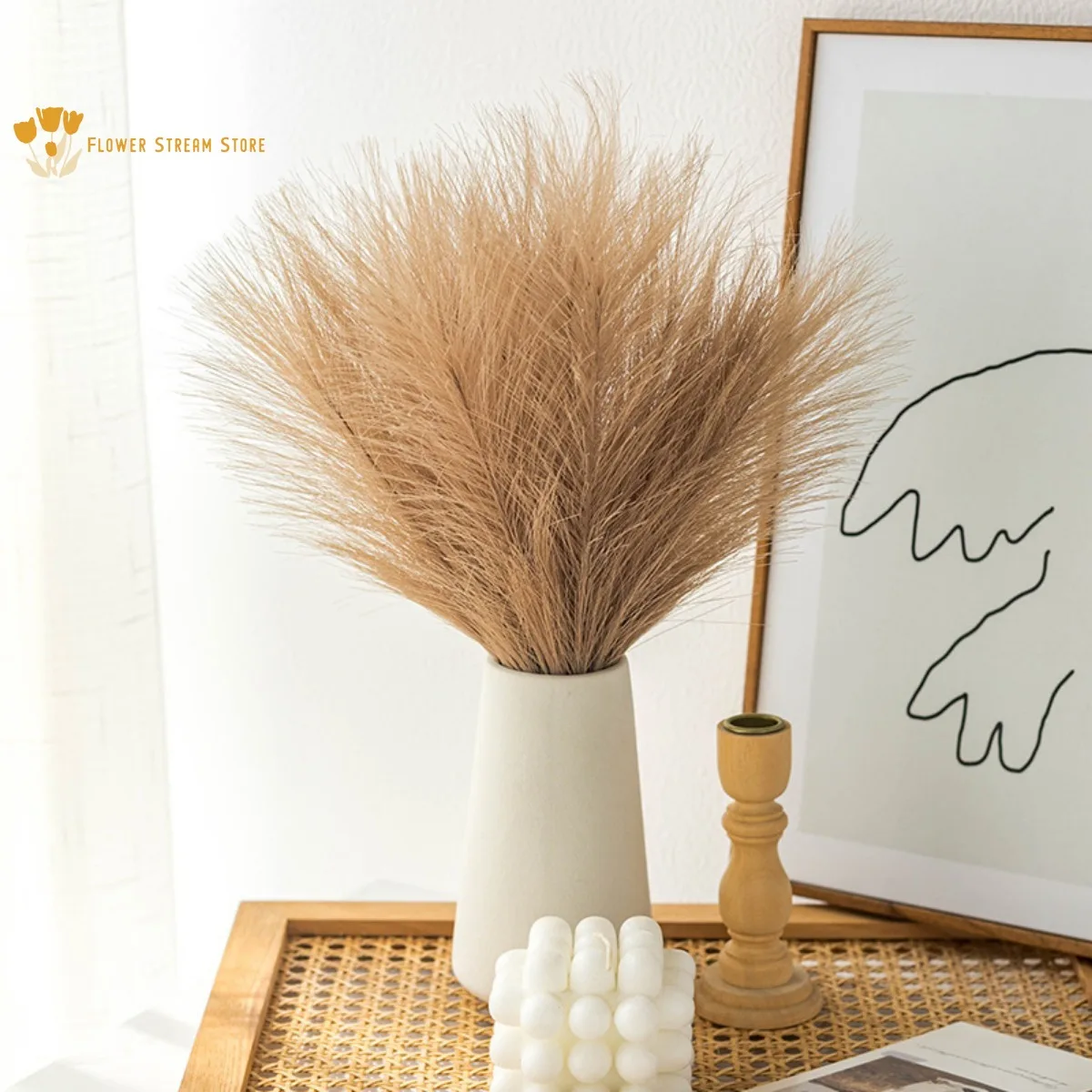 

15/10/5Pcs Artificial Pampas Grass Flower Bouquet for Wedding Party Decoration Home Bedroom Reed Fake Plants Flowers Vase Decor