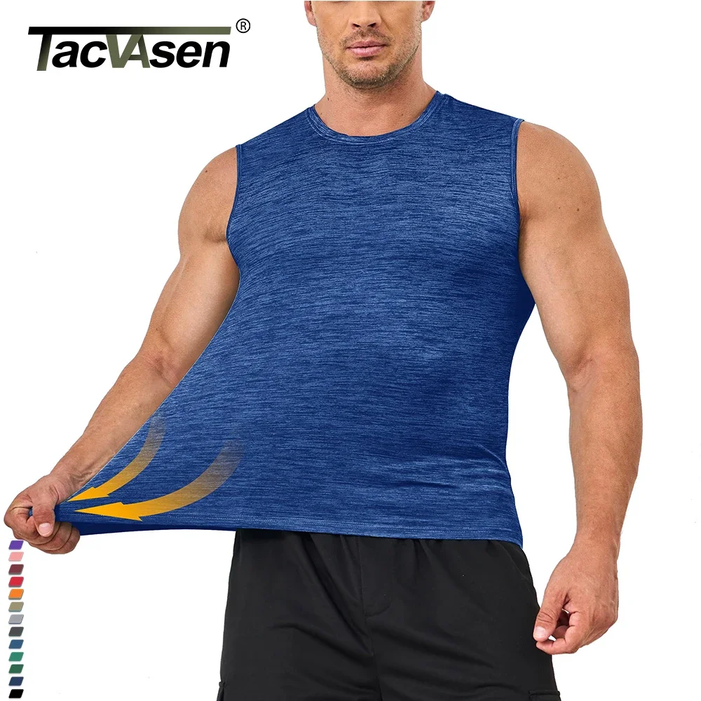 TACVASEN Quick Dry Tank Tops Sleeveless T-shirts Mens Gym Fitness Lightweight Workout T-Shirt Running Sportswear Muscle Tee Vest