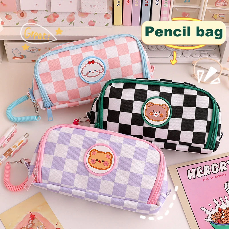 Estuche de lápices de gran capacidad para niños, estuches para bolígrafos de animales dibujos animados, bolsa de almacenamiento de papelería escolar, estuche de para lápices| | -