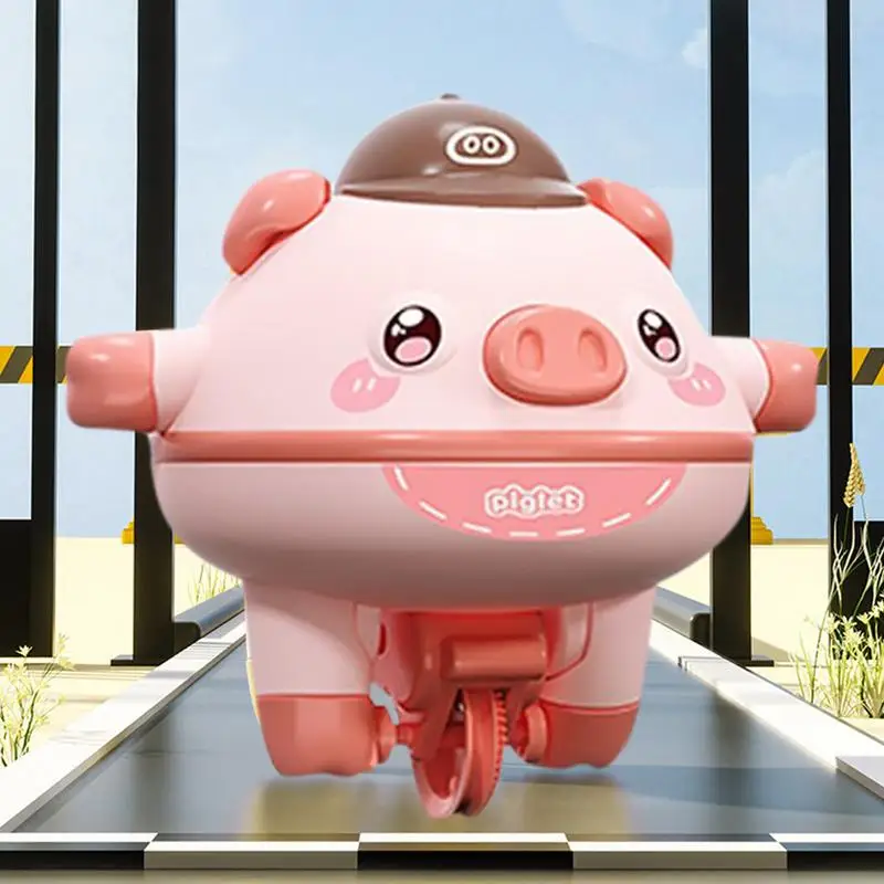 Pink Tightrope Walking Unicycle Pig Toy - Electric Self-Balancing STEM Toy For Kids (Batteries Not Included)