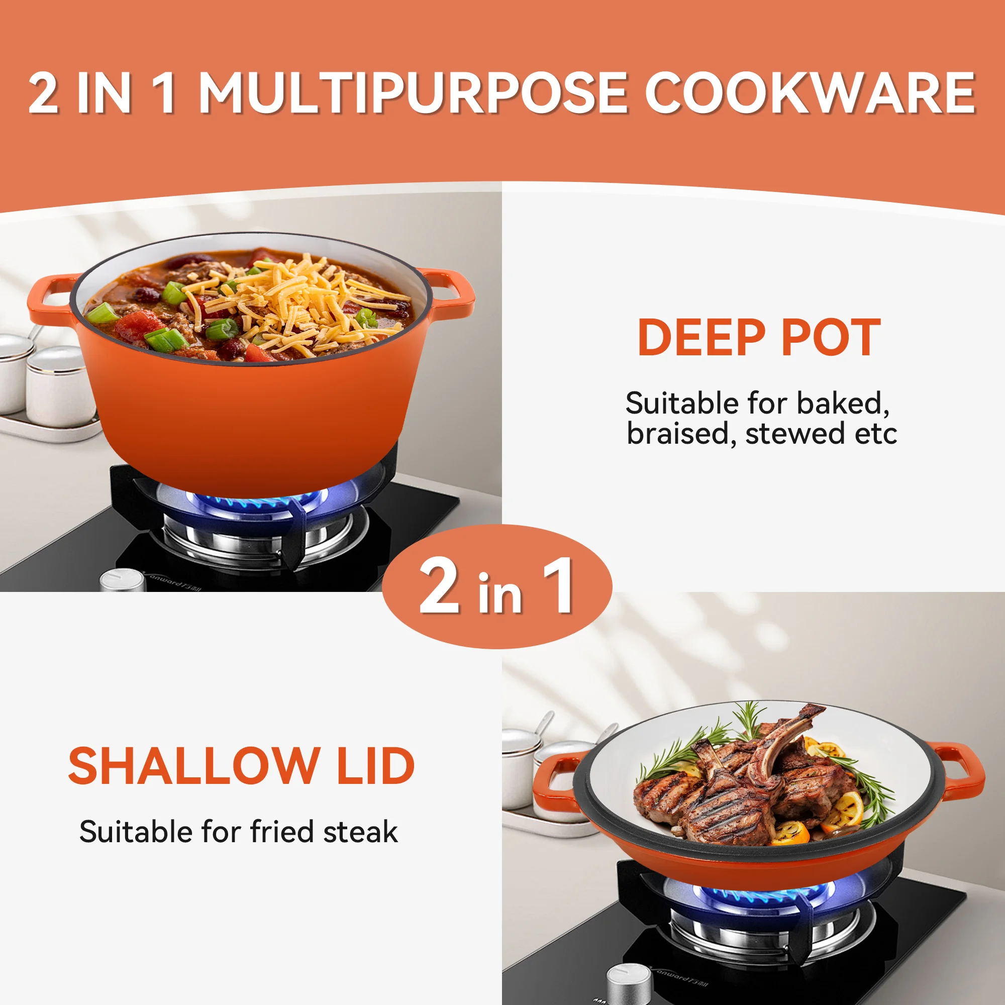 2-in-1 Enameled Dutch Oven 3