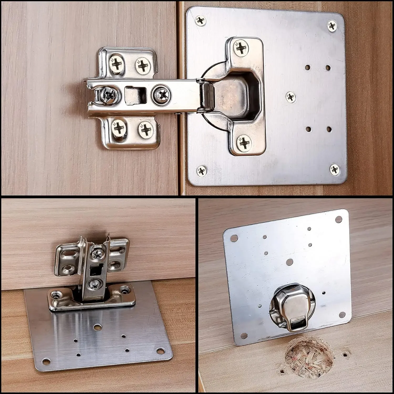 Hinge Repair Plates 1/8Set Hinge Repair Plates Stainless Steel Cabinet Door Hinge Mounting Plate with Screws Flat Fixing Brackets Kitchen Hardware