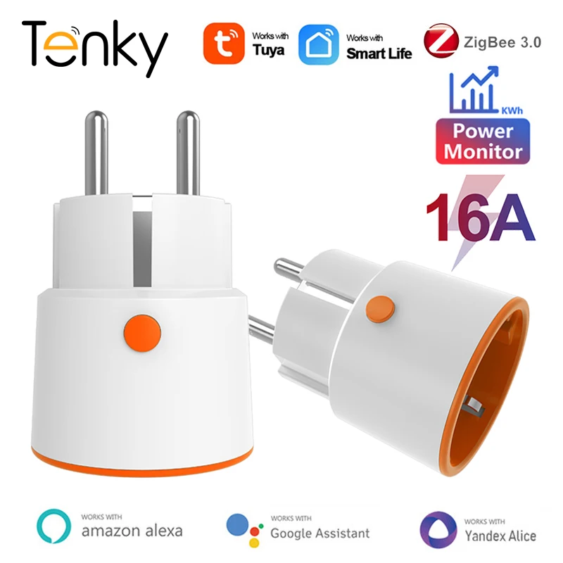 Tuya Smart Zigbee 3.0 Spina Di Alimentazione 16A Eu Outlet 3680W Energy Monitor Smart Life Control Funziona Con Alexa Google Home Zigbee Hub