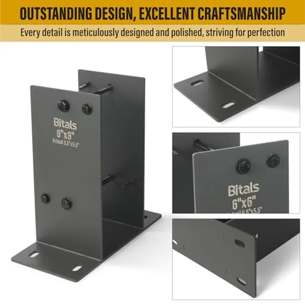 Post Anchor Bracket Stainless Steel 6x6x5.5 Deck Railing Fences Mailbox Gazebo Heavy Duty High-Quality Construction 1 Pack