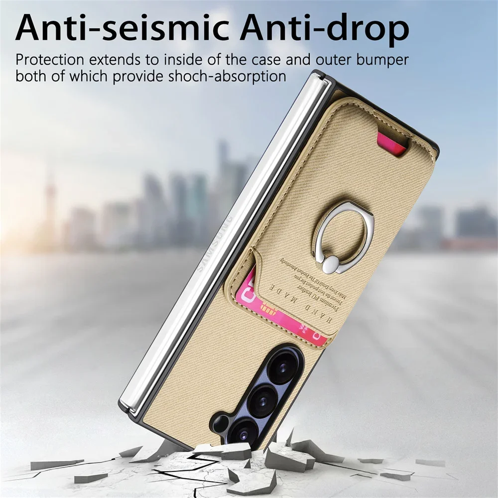 Detachable Magnetic Leather Wallet with Card Holder and Bracket Cover