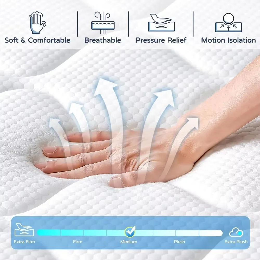 Upgrade Strengthen Hybrid Mattresses in a Box, 12 Inch Memory Foam Mattress Made of Individually Pocketed Springs for Support 4