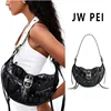 JW PEI waxed leather dumpling shoulder bag large capacity crossbody bag retro motorcycle style handbag suitable for daily travel 2