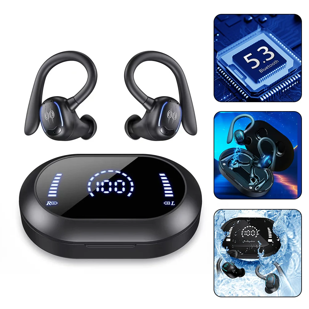 

Bluetooth-наушники, беспроводные наушники, водонепроницаемые наушники с крючком, гарнитура с синими зубьями для спортивных геймеров