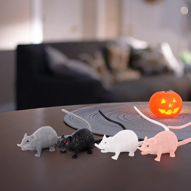 10 stücke Halloween Simulation Mini Maus Gefälschte Tier Modell Horror Party Spielzeug Streiche Prop PVC Tier Skulptur Dekoration Zubehör – Detail 10