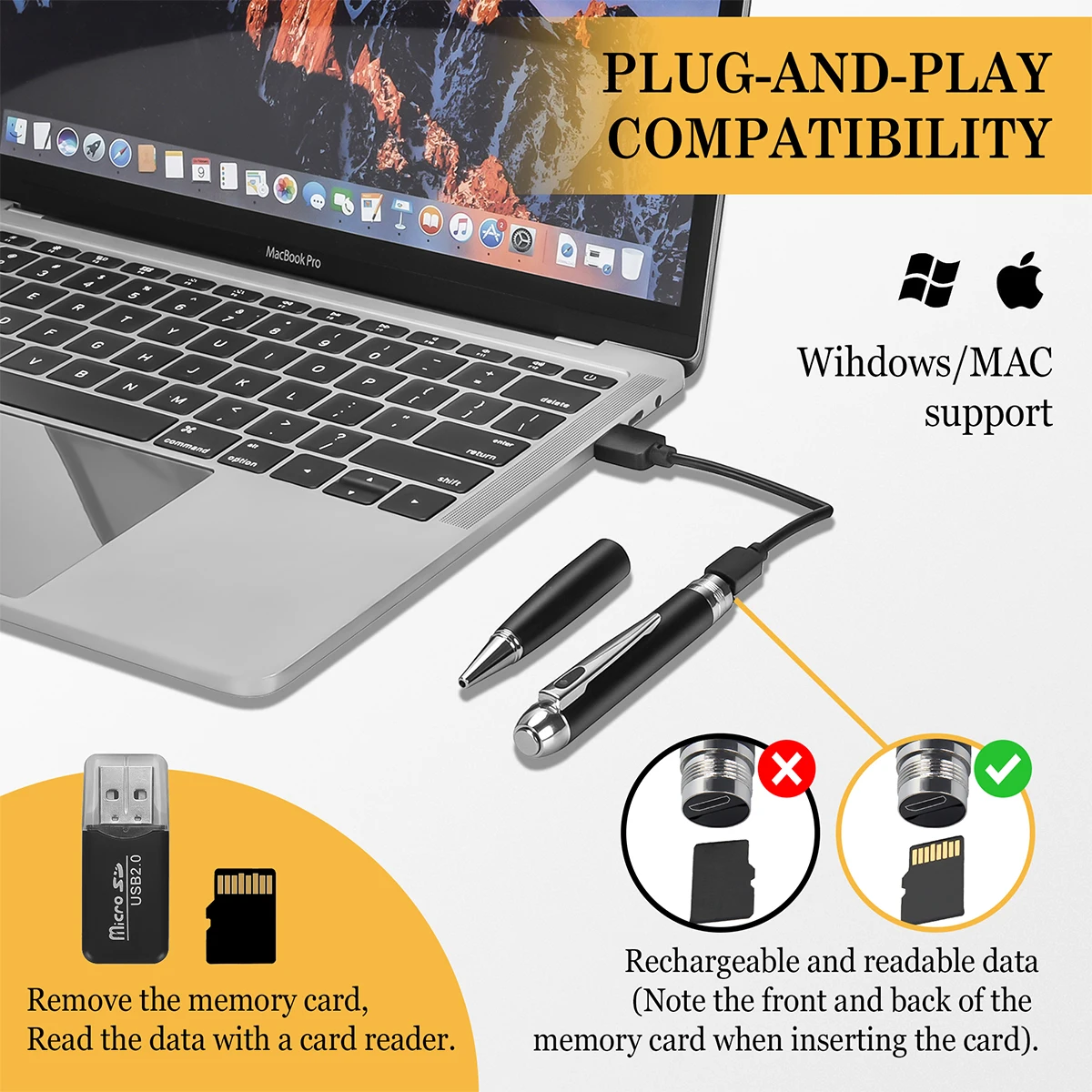 Digital Voice Recorder 16GB 32GB 64GB 128GB Business Meeting Recording Video Pen voice recorder