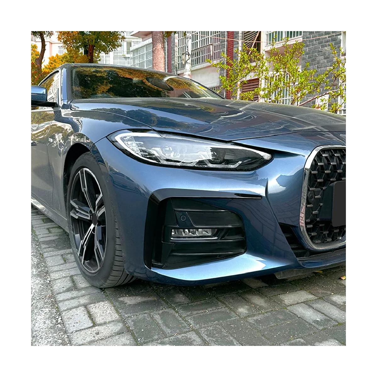 Car Bright Black Front Fog Light Trim Bezel Cover Trim Stickers for BMW 4 Series G22 G23 G26 M Sport -