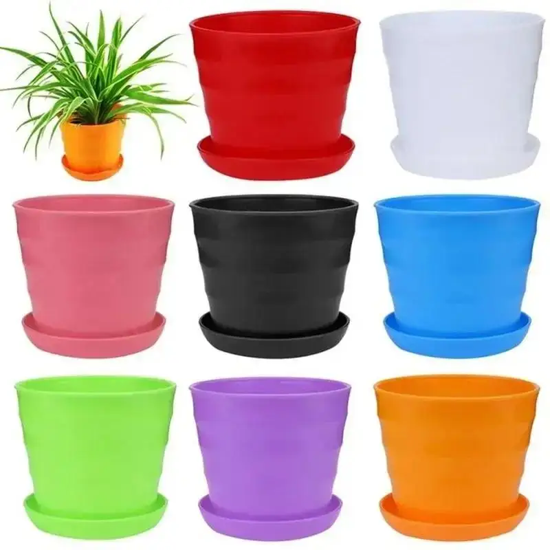 1 Pcs Plastic Flower Pot Succulent Plant Flower Pot For Home Office Desktop Decoration Colorful Garden Supplies Color Randomly