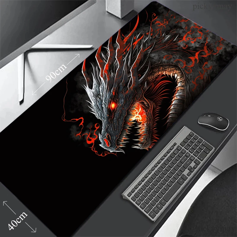 Tapete de Mesa Grande para Jogos Dragão Gamer Mousepad Mouse Preto Tapete de Mesa Almofada Macia do Computador Impermeável