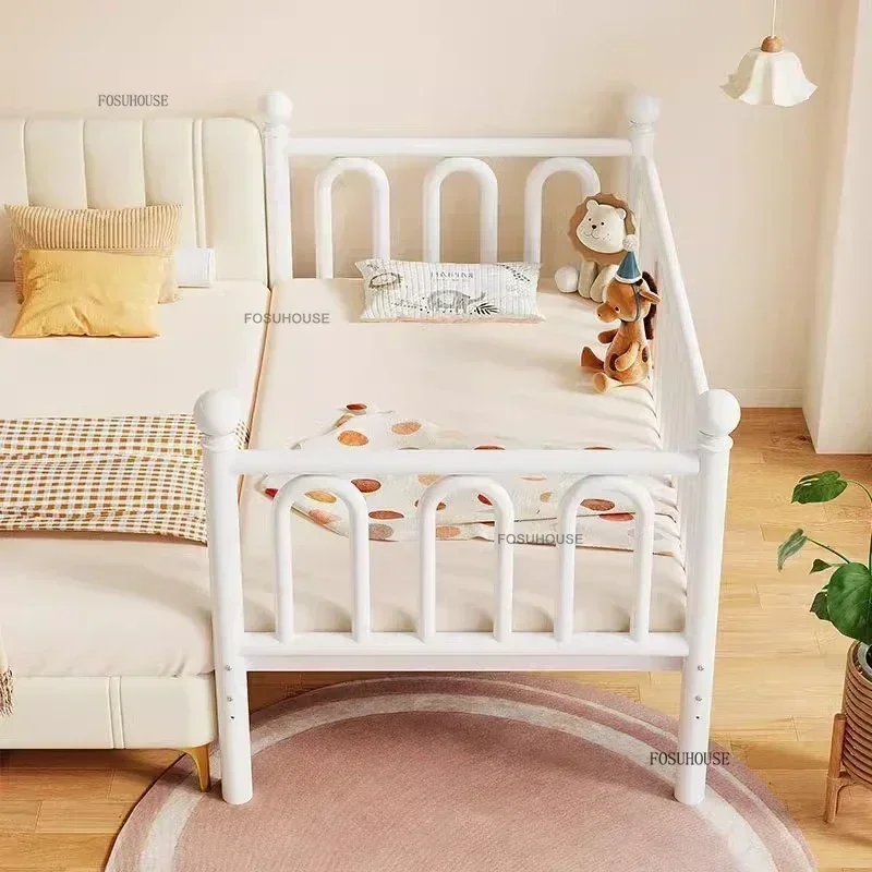 Bedroom Stitching Kids Bed Widened Bedside Creative Children's Furniture Modern Iron Children's Beds Home Boy Girl Princess Bed
