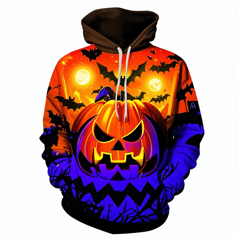 thumbnail image 1 of Sudadera con capucha con estampado de calabaza de moda de Halloween para hombre, divertida sudadera informal de manga larga con estampado 3D, jersey de gran tamaño con capucha, 1 of 4