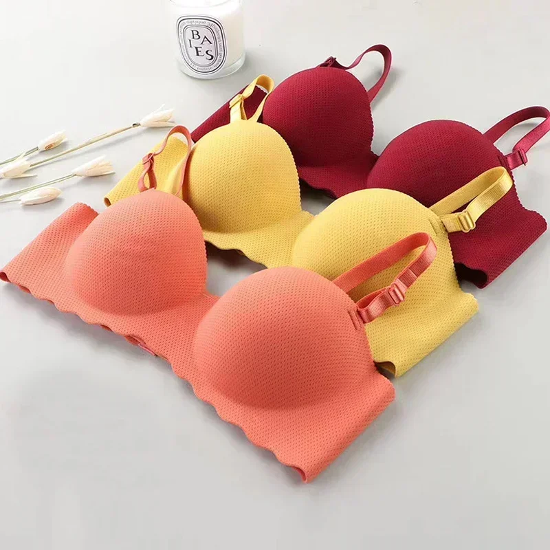 Sexy Bras Push Up Seamless Underwear Women Solid Color Wireless Lingerie Feamle One-pieces Gather Convertible Straps Brassiere 2