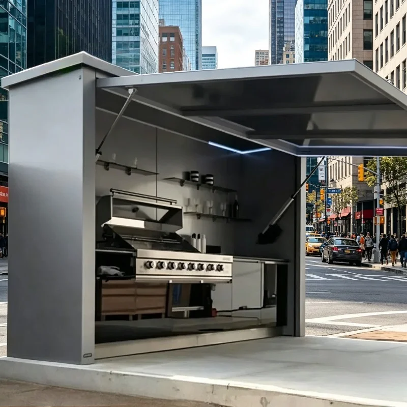 Isola Cucina Modulare Personalizzata per Esterni con Lavello e Armadietto, Stazione di Cottura BBQ per Giardino