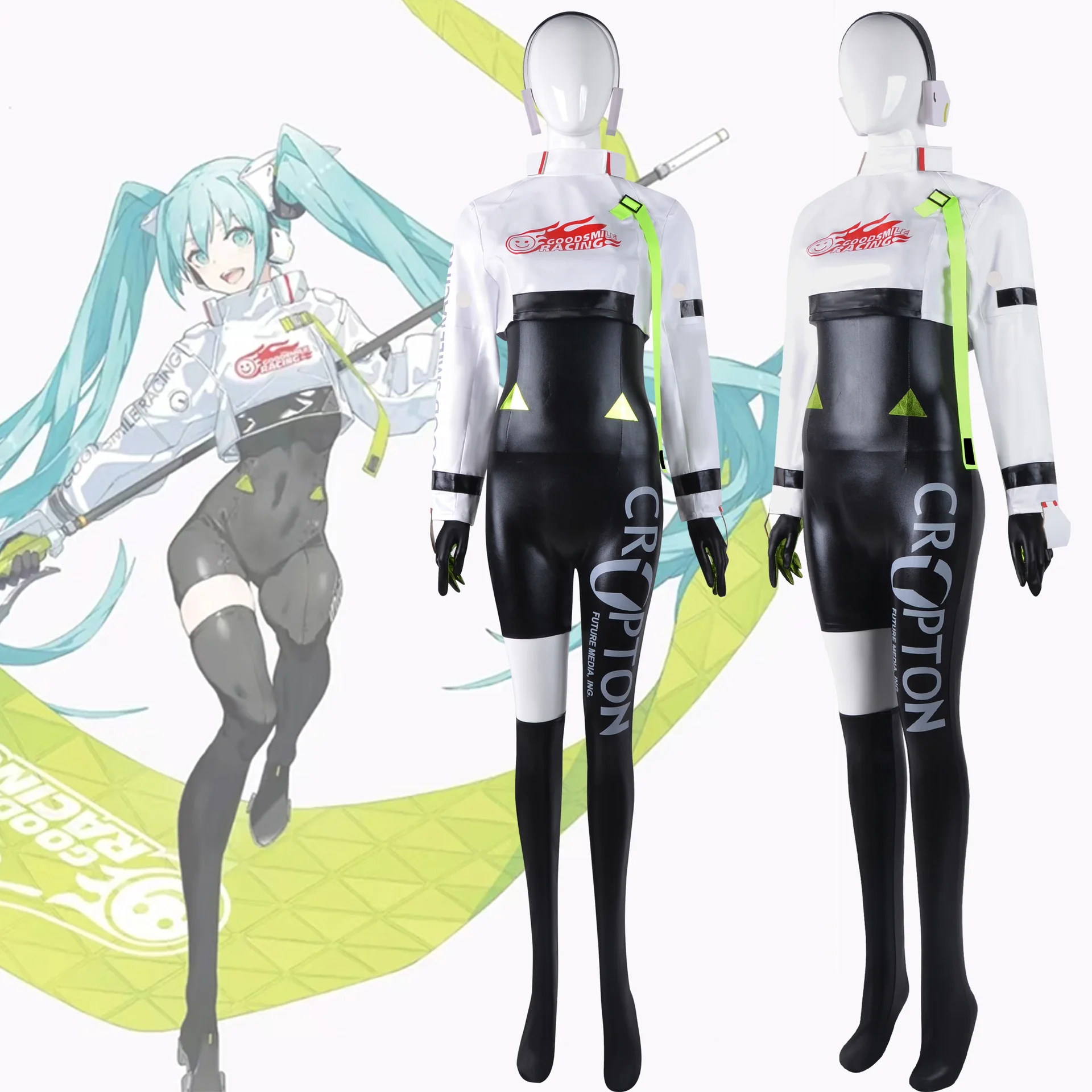 Racing MIKU Cosplay Costume GT Project Miku Race Girl Cosplay Racing Suits Miku Costume and Cosplay Wig