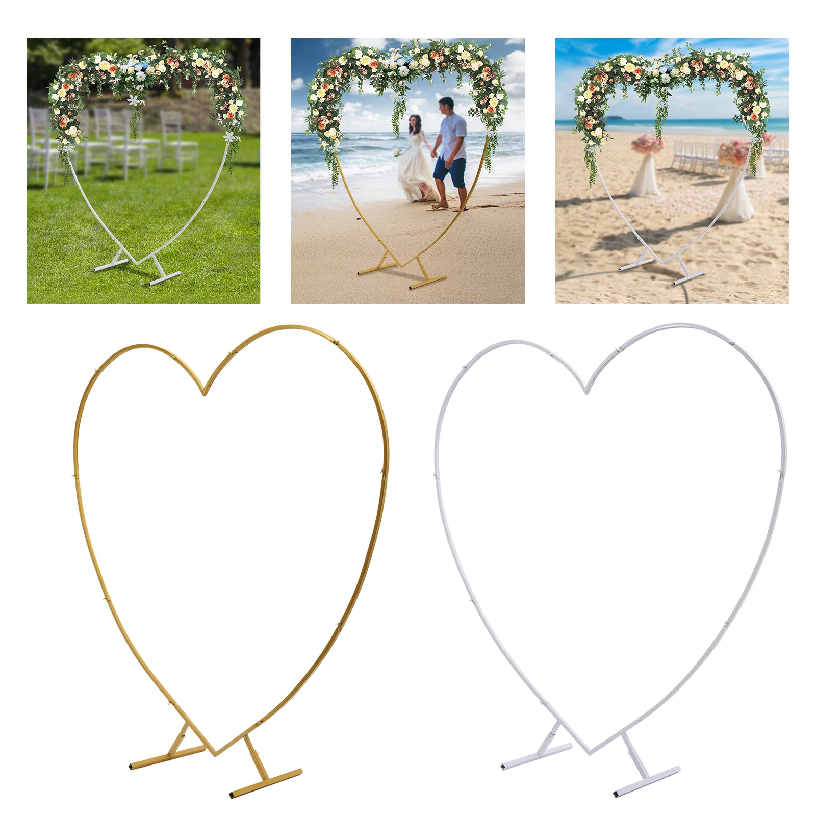 Loving Heart Arch, Metal Wedding Arch,Heart-Shaped Arch Stand Arch Climbing Frames for Wedding Birthday Background Decorations