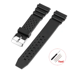 Silicone Waterproof Watch Strap Replacement - Multiple Width Options Available - 22mm (Black)