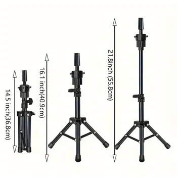 Wig Stand & 22 in Head Combination set，Canvas Wig Head Stand with Mannequin Head for Wigs Manikin Head Block Set for Wigs Making