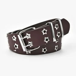 2021 Punk Style Metal Ladies Buckle Adjustable Belt Double Exhaust Eyes Korean Version of Solid Color Jeans Fashion Chain Belt