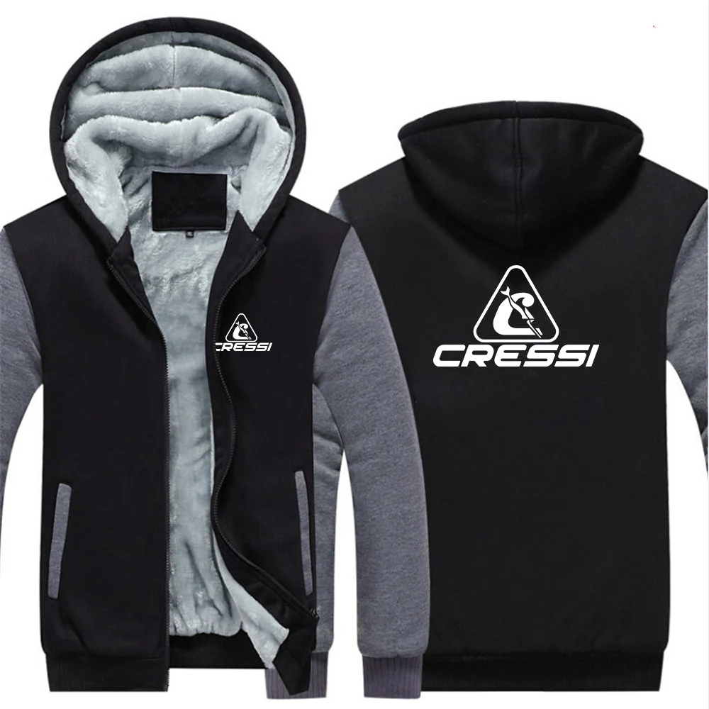 Scuba Dive Cressi 2023 New autumn and winter models Printing Men High quality Fleece Hooded Coat Thicken Sweatshirt Jacket