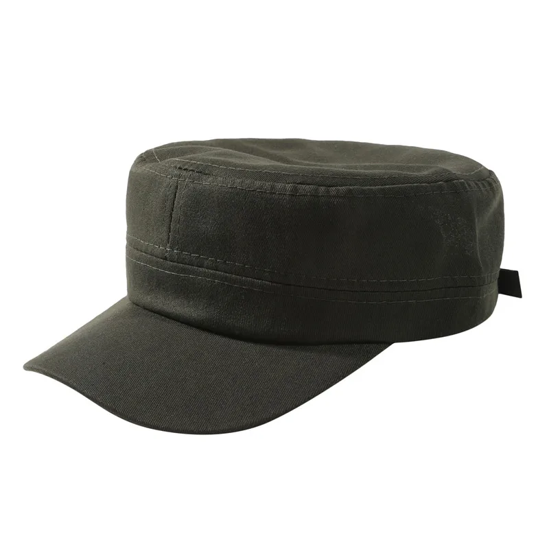 Vintage Flat Top Mens Washed Caps And Hat Adjustable Fitted Cap Military Hats For Men Women