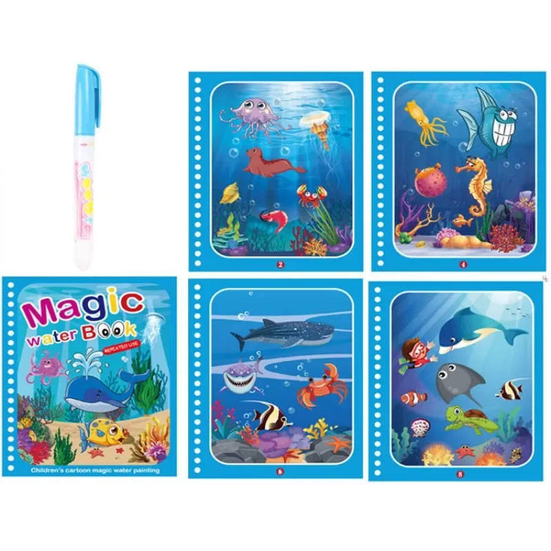 Children Learning  Education Toy Magic Water Book with Pen Baby Montessori Toys Drawing Coloring Books for Kids 2 to 4 Years Old 3