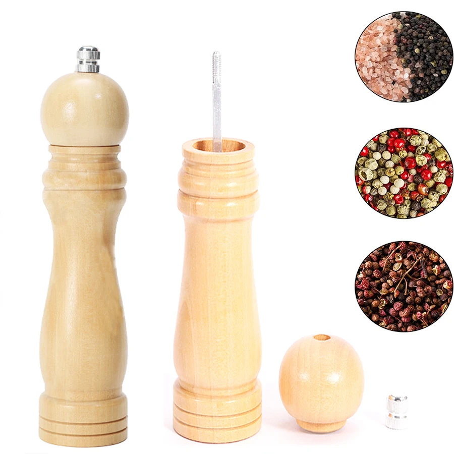 Salt and Pepper Grinder Set Salt Mill Pepper Grinder Set Mill Shakers with Adjustable Ceramic Rotor Wood